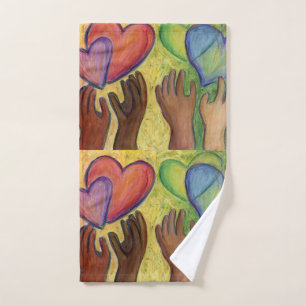 Coeurs & Mains Aimer Diversité Art Serviette