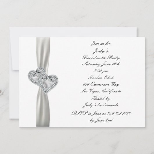 Coeurs Mariage blanc Bachelorette Party Invitation (Devant)