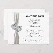 Coeurs Mariage Blanc Enregistrer La Carte Date (Devant / Derrière)