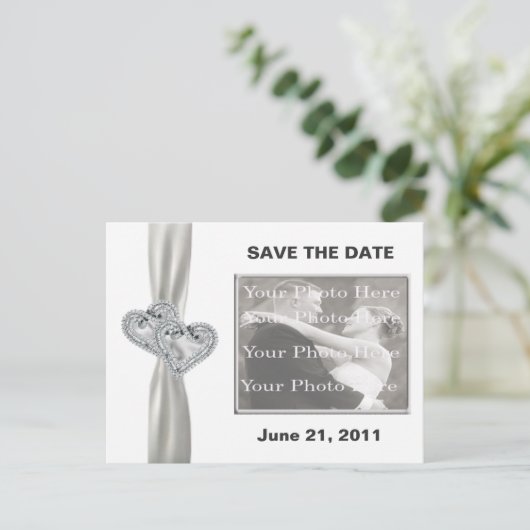 Coeurs Mariage Blanc Enregistrer La Date Carte Pos (Debout devant)