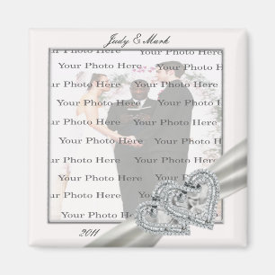 Coeurs Mariage blanc Magnet Carré