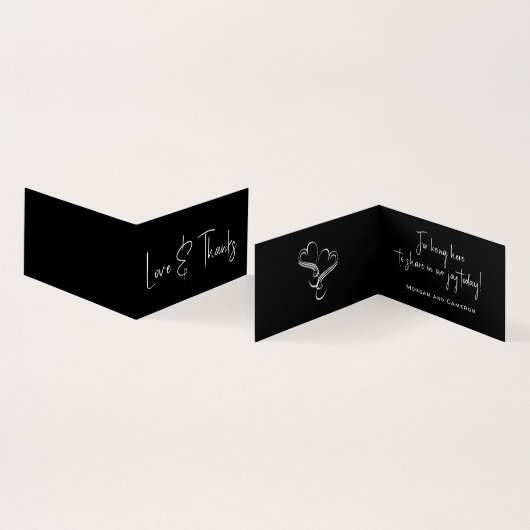 Coeurs Mariage noir Petite Merci Favoris Cartes (Inside and Outside)