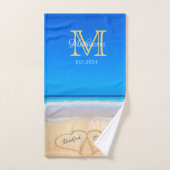 Coeurs mariages dans la famille du sable Monogramm (Serviette à main)