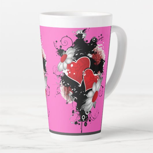 Coeurs mixtes Design Latte Mug (Angle droit)