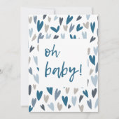 Coeurs modernes Blue Boy Oh Baby shower Invitation (Devant)