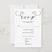 Coeurs modernes Noir & Blanc Mariage minimal RSVP (Devant)