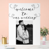 Coeurs modernes Noir Blanc Minimal Mariage Accueil (Mariage)