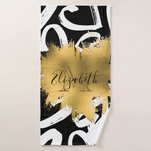 Coeurs Motif et Golden Foil (Serviette de bain)