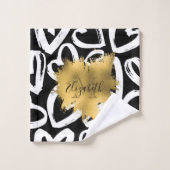 Coeurs Motif et Golden Foil (Gant de toilette)