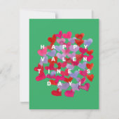 Coeurs motif vert, violet Carte Saint-Valentin (Devant)