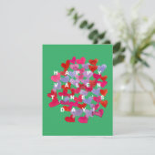 Coeurs motif vert, violet Carte Saint-Valentin (Debout devant)