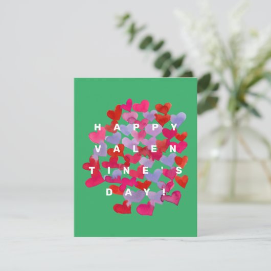 Coeurs motif vert, violet Carte Saint-Valentin (Debout devant)