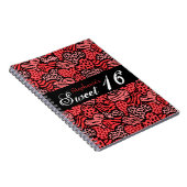 Coeurs motifs d'animaux rouges Sweet 16 Carnet (Côté Droit)