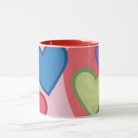 Coeurs multicolores en couches Mugs et tasses (Centre)