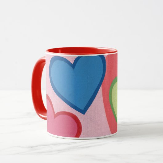 Coeurs multicolores en couches Mugs et tasses (Devant gauche)