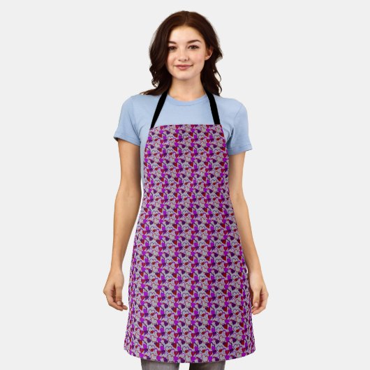 Coeurs multicolores omniprésents sur tablier gris (Porté)