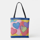 Coeurs multicolores Sacs fourre-tout Monogrammes (Dos)