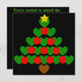 Coeurs Noël Arbres de Noël Invitations (Devant / Derrière)