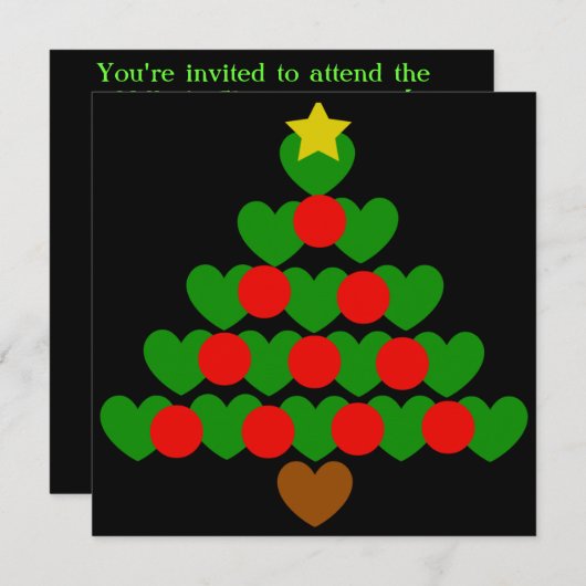 Coeurs Noël Arbres de Noël Invitations (Devant / Derrière)