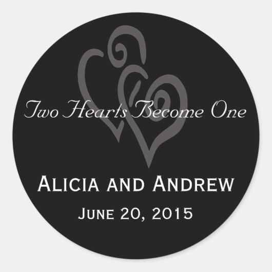 Coeurs noir et blanc Mariage Faveur Stickers (Devant)