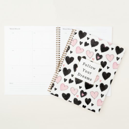 Cœurs noirs roses Suivez vos rêves (Devant avec enveloppe)