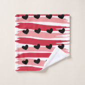 Coeurs noirs Rouge rose Motif (Gant de toilette)
