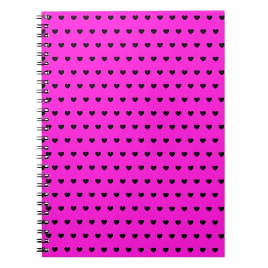 Coeurs noirs sur Carnet rose clignotant (Devant)