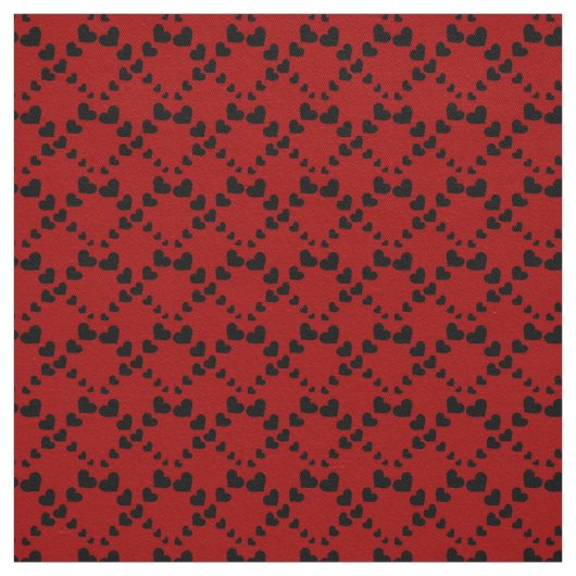 Coeurs noirs sur tissu rouge (Échantillon)