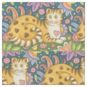 Coeurs N'Stripes Tabby CAT FOLK ART TISSU (Fermer)