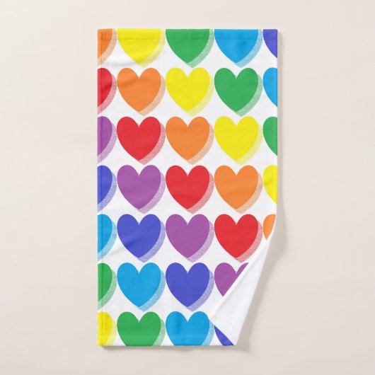 Coeurs ombragés d'arc-en-ciel (Serviette à main)