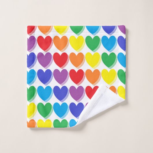 Coeurs ombragés d'arc-en-ciel (Gant de toilette)