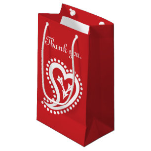 Cœurs Paisley Sucrés dans un Sac Cadeau Cerise