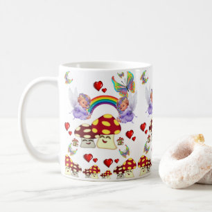 Coeurs papillon des champignons angéliques Mug