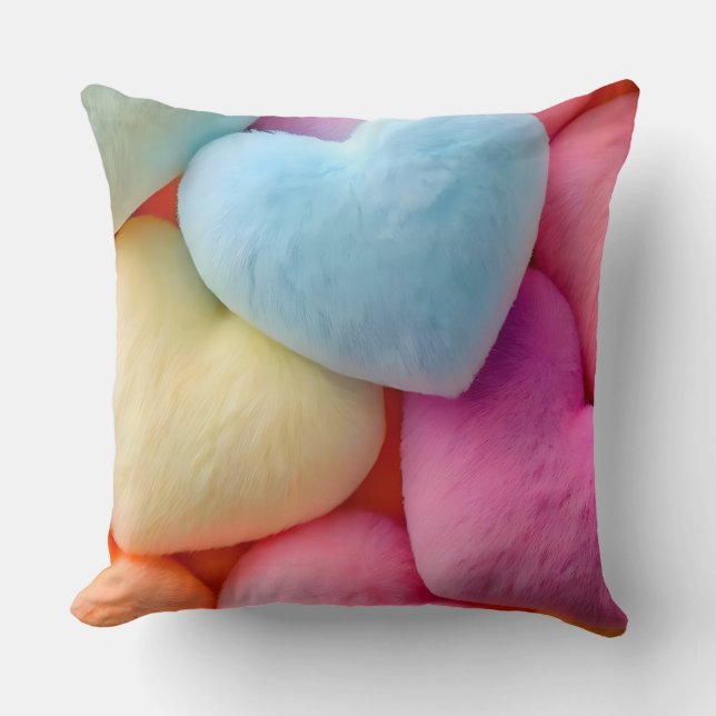 Coeurs Pastel Plush Lancer Oreiller (Recto)