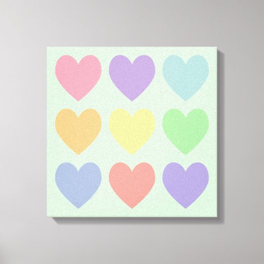 Cœurs pastel sur toile enveloppée (Recto)