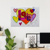 Cœurs Patchwork Amour Art Peinture Affiche Imprimé (Bureau à domicile)