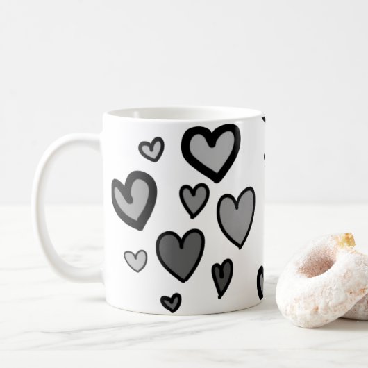 Coeurs personnalisables Café Mug (Avec donut)