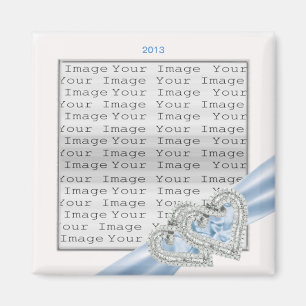 Coeurs personnalisés Ice Blue Ribbon Magnet