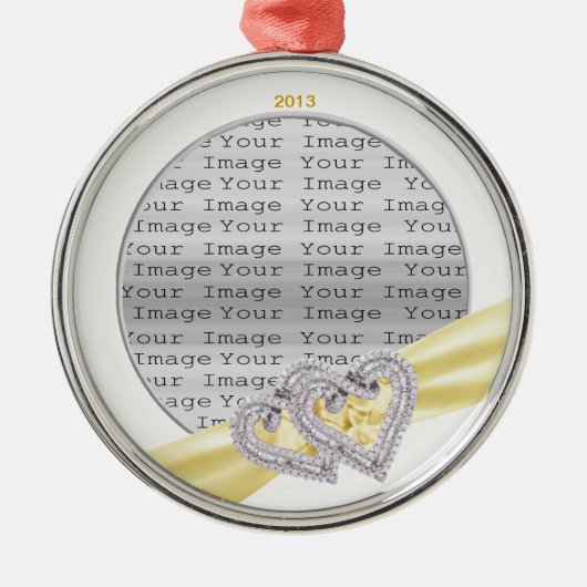 Coeurs Personnalisés Ornement en ruban citron (Devant)