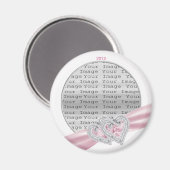 Coeurs personnalisés Pastel Pink Ribbon Magnet (Recto/Verso)