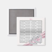 Coeurs personnalisés Pastel Pink Ribbon Magnet (Recto/Verso)