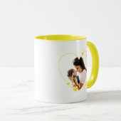 Coeurs Photo Cadre Mug Jaune (Devant droit)