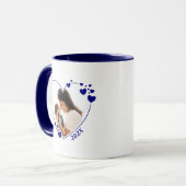 Coeurs Photo Cadre Mug Marine Bleu (Devant gauche)