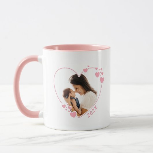 Coeurs Photo Cadre Mug rose (Gauche)