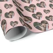 Coeurs photo romantiques Papier cadeau rose (Coin rond)