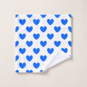 Cœurs pois bleus sur fond blanc (Gant de toilette)