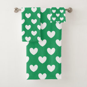 Coeurs polka blanc sur Kelly green