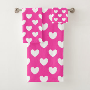 Coeurs polka blanc sur rose fuchsia