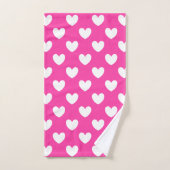Coeurs polka blanc sur rose fuchsia (Serviette à main)