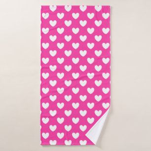 Coeurs polka blanc sur rose fuchsia